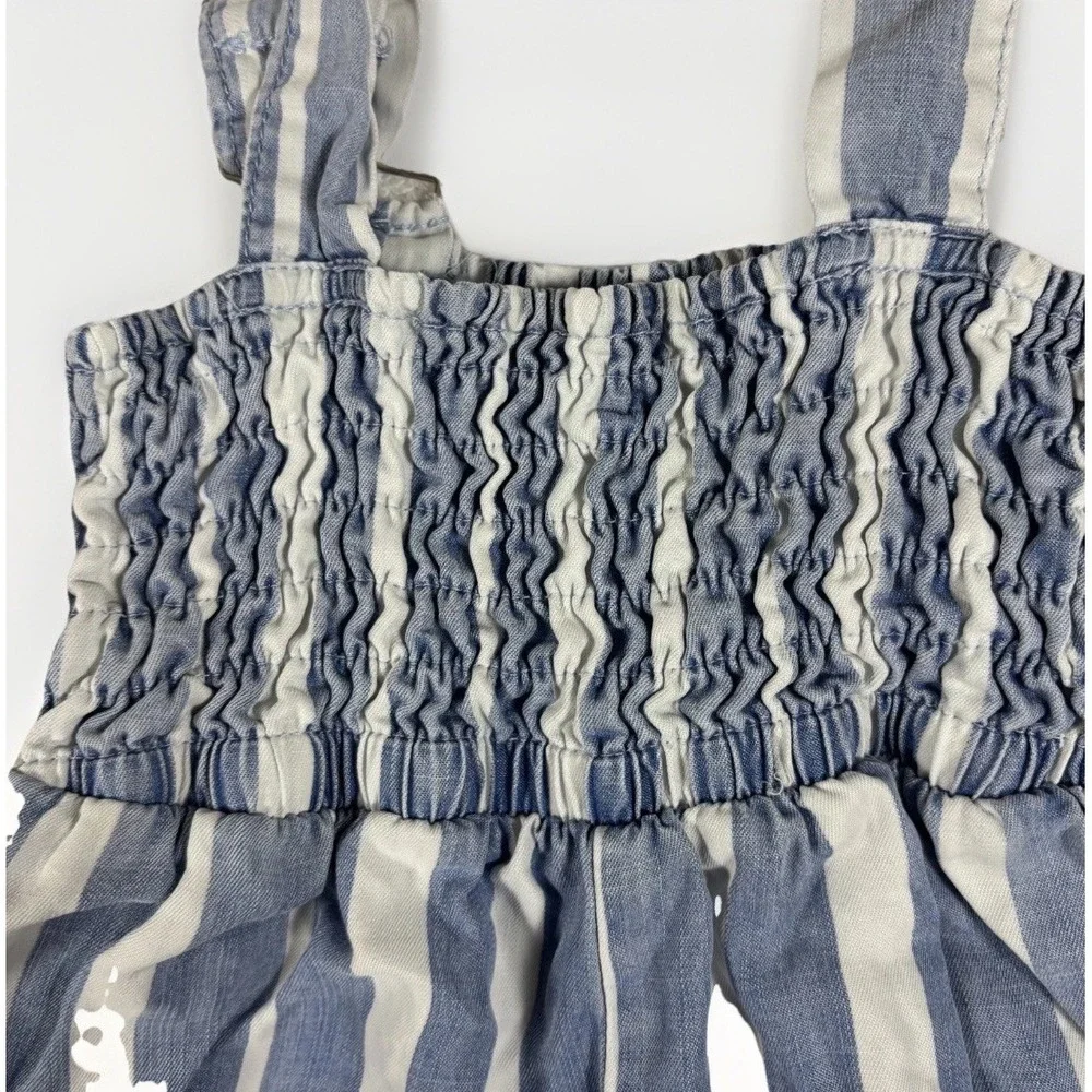Tractr Striped Wide Leg Jumpsuit Girls 10 Blue White Smock Coastal Cowgirl Boho